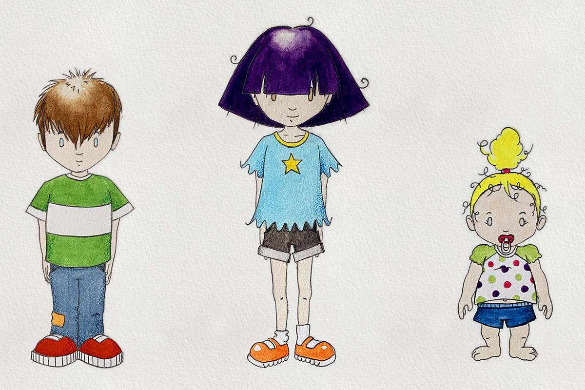 image of three cartoon character designs